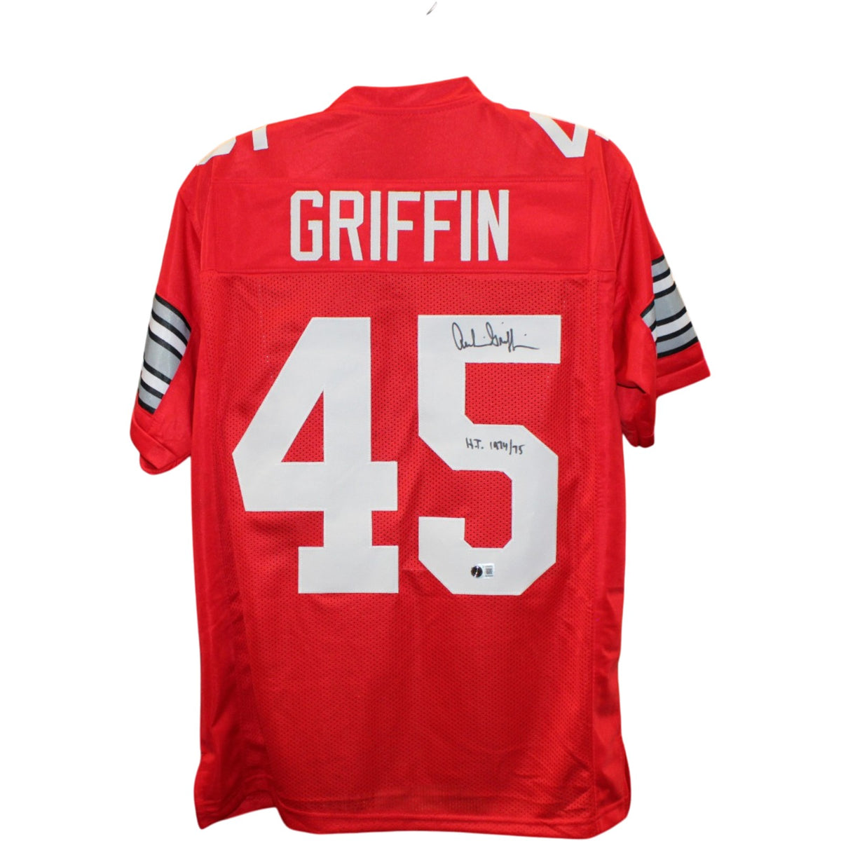 Archie Griffin College Style XL Signed Jersey Red 74/75 HT BAS W 58512-Powers Sports Memorabilia