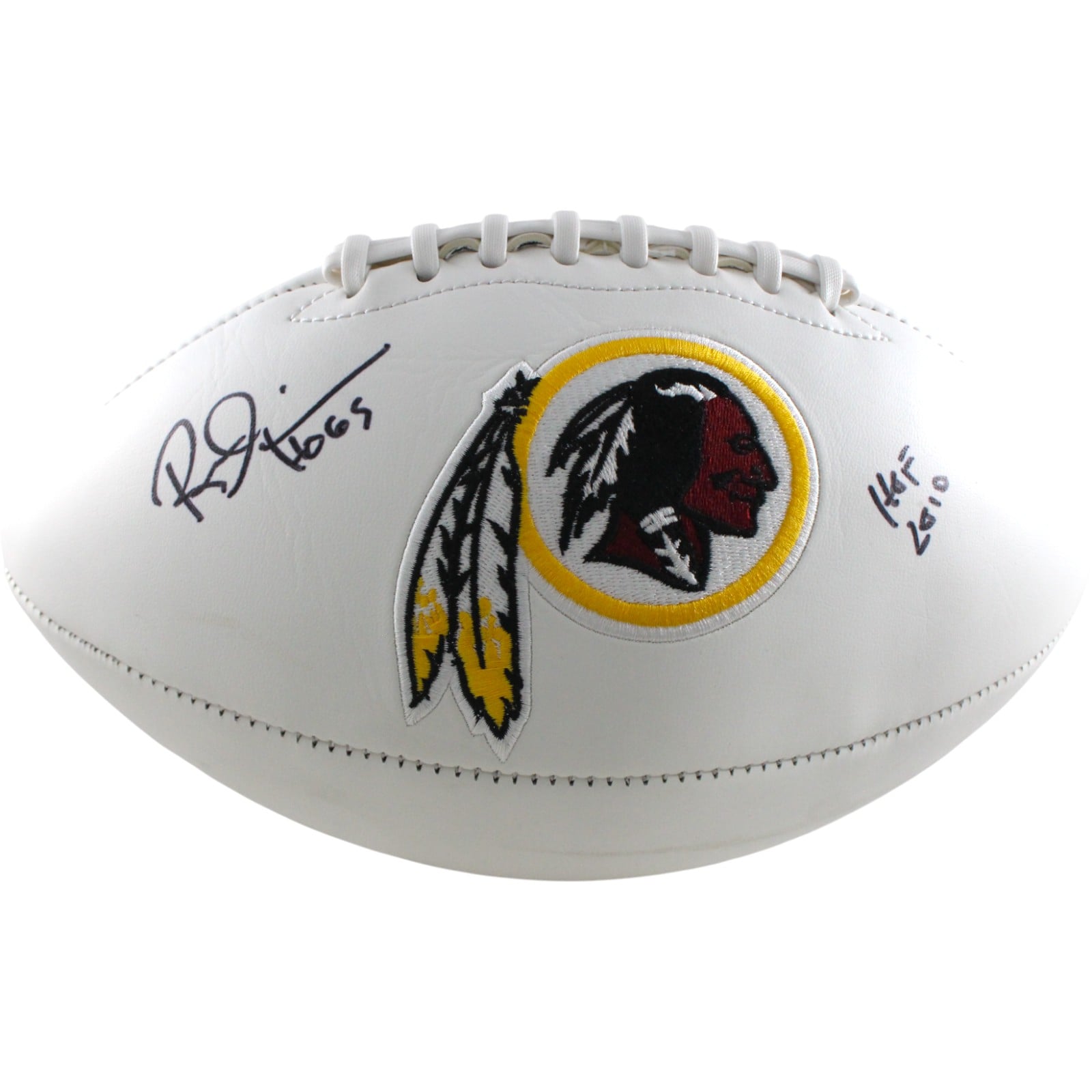 Russ Grimm Signed Washington Redskins Logo Football HOF – Beckett Authenticated-Powers Sports Memorabilia