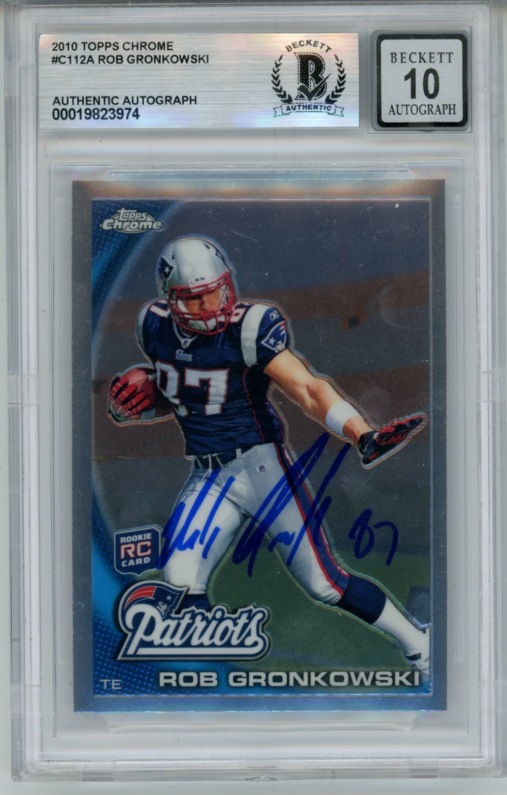 Rob Gronkowski New England Patriots Signed Card - '10 Topps Chrome #C112 10auto Slab Beckett Beckett - 57084-Powers Sports Memorabilia