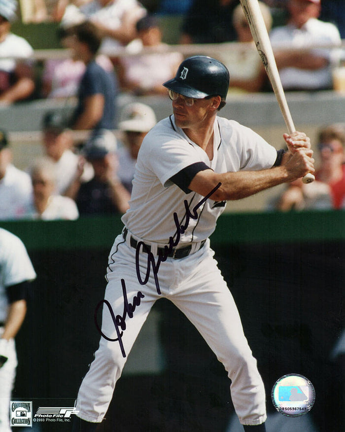 Johnny Grubb Autographed Detroit Tigers Batting 8x10 Photo - (In Black)-Powers Sports Memorabilia