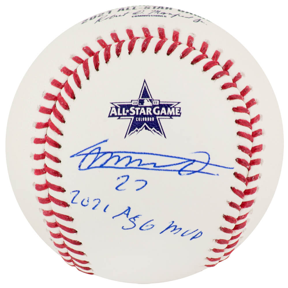Vladimir Guerrero Jr Autographed Rawlings 2021 All-Star Game Logo Baseball with 2021 ASG MVP-Powers Sports Memorabilia