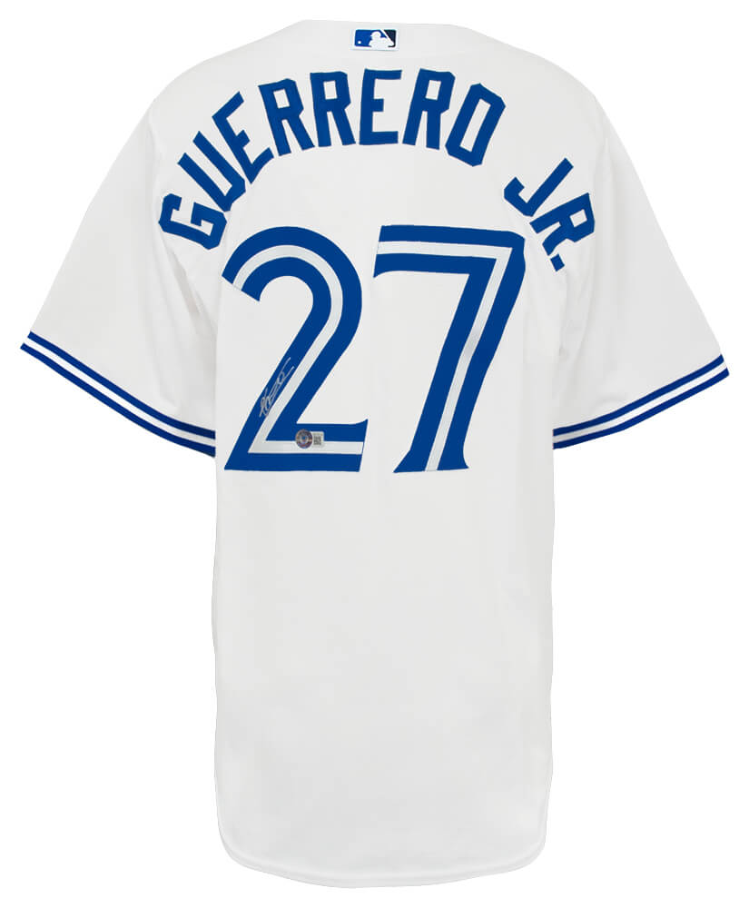 Vladimir Guerrero Jr. Autographed Toronto Blue Jays White Nike Replica Baseball Jersey-Powers Sports Memorabilia