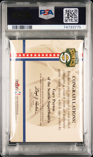 Gary Payton 2001 Fleer Platinum National Game Used Patch Signed Card Auto PSA 10-Powers Sports Memorabilia