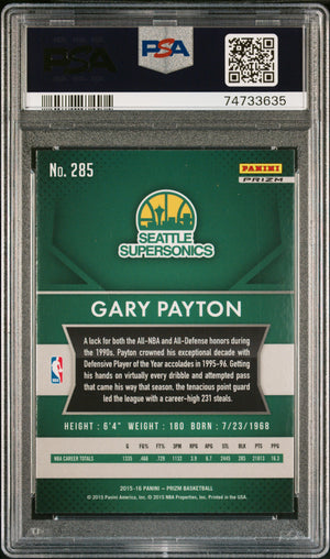 Gary Payton 2015 Panini Green Prizm Signed Basketball Card #285 Auto PSA-Powers Sports Memorabilia