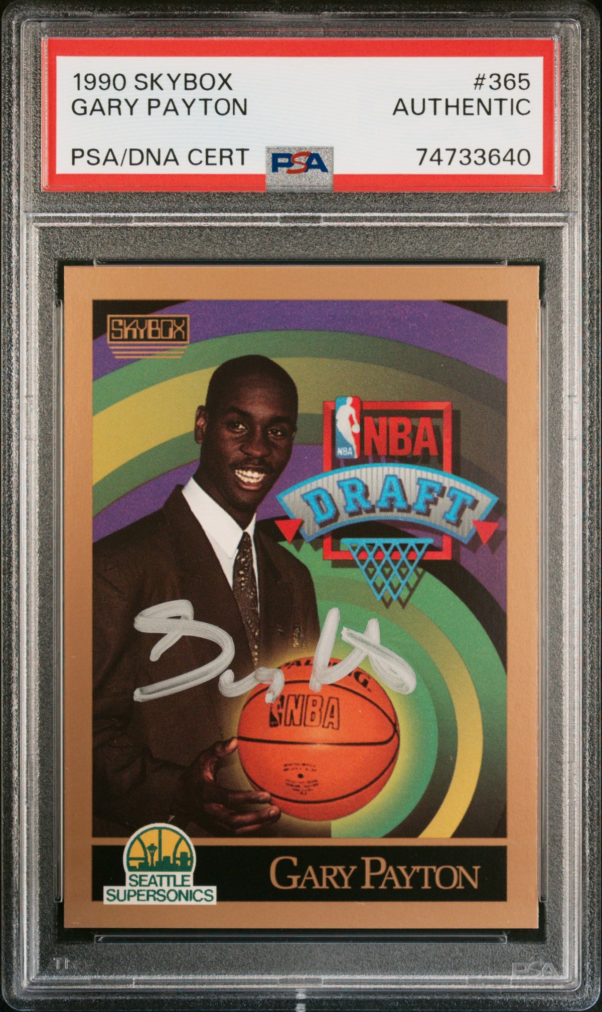 Gary Payton 1990 Skybox Signed Basketball Rookie Card #365 Auto PSA-Powers Sports Memorabilia