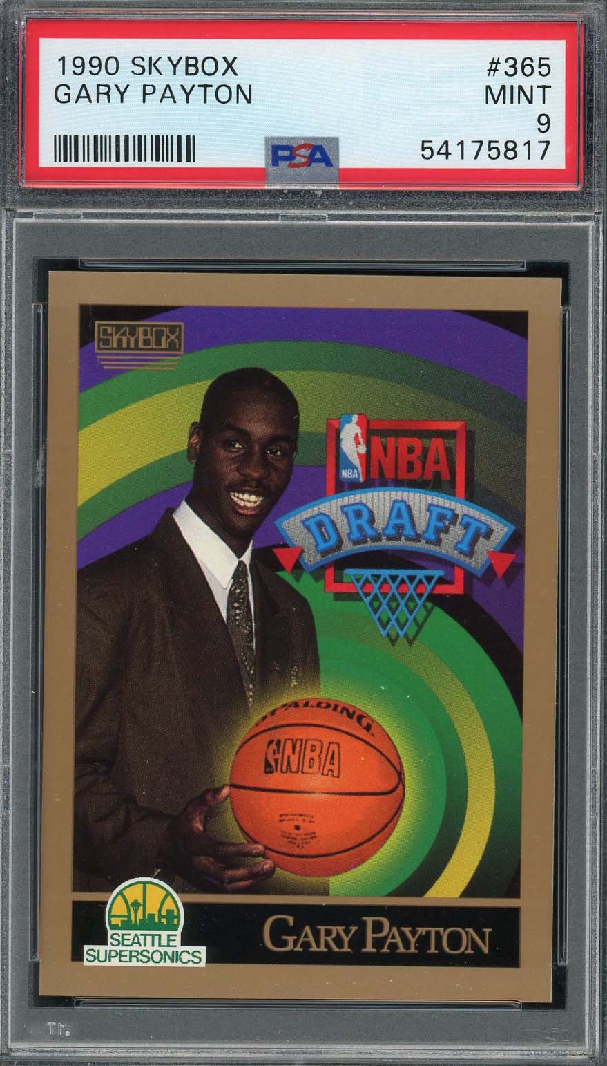 Gary Payton 1990 Skybox Basketball Rookie Card RC #365 Graded PSA 9-Powers Sports Memorabilia