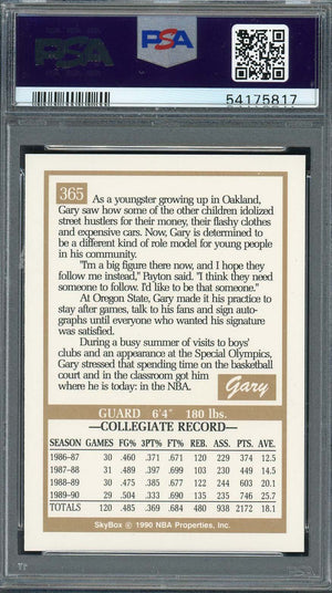 Gary Payton 1990 Skybox Basketball Rookie Card RC #365 Graded PSA 9-Powers Sports Memorabilia