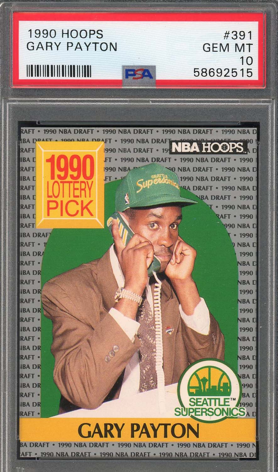 Gary Payton 1990 Hoops Basketball Rookie Card RC #391 Graded PSA 10-Powers Sports Memorabilia