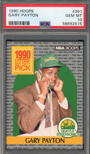 Gary Payton 1990 Hoops Basketball Rookie Card RC #391 Graded PSA 10-Powers Sports Memorabilia
