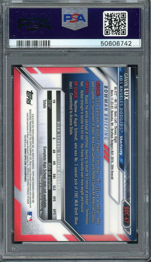 Gavin Lux 2016 Bowman Draft Chrome Baseball Rookie Card #BDC67 PSA 9-Powers Sports Memorabilia