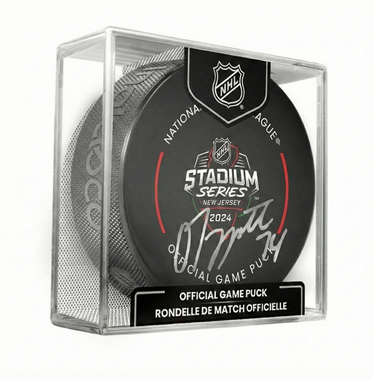 Owen Tippett Signed Philadelphia Flyers 2024 Stadium Series Hockey Game Model Puck - Silver Sig-Powers Sports Memorabilia