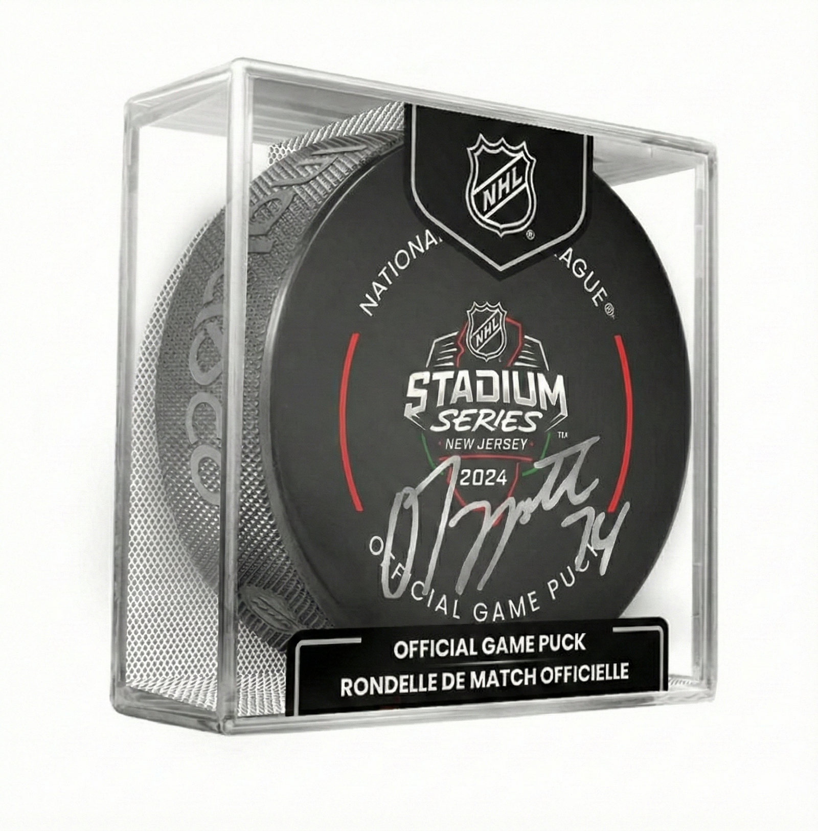 Owen Tippett Signed Philadelphia Flyers 2024 Stadium Series Hockey Game Model Puck - Silver Sig