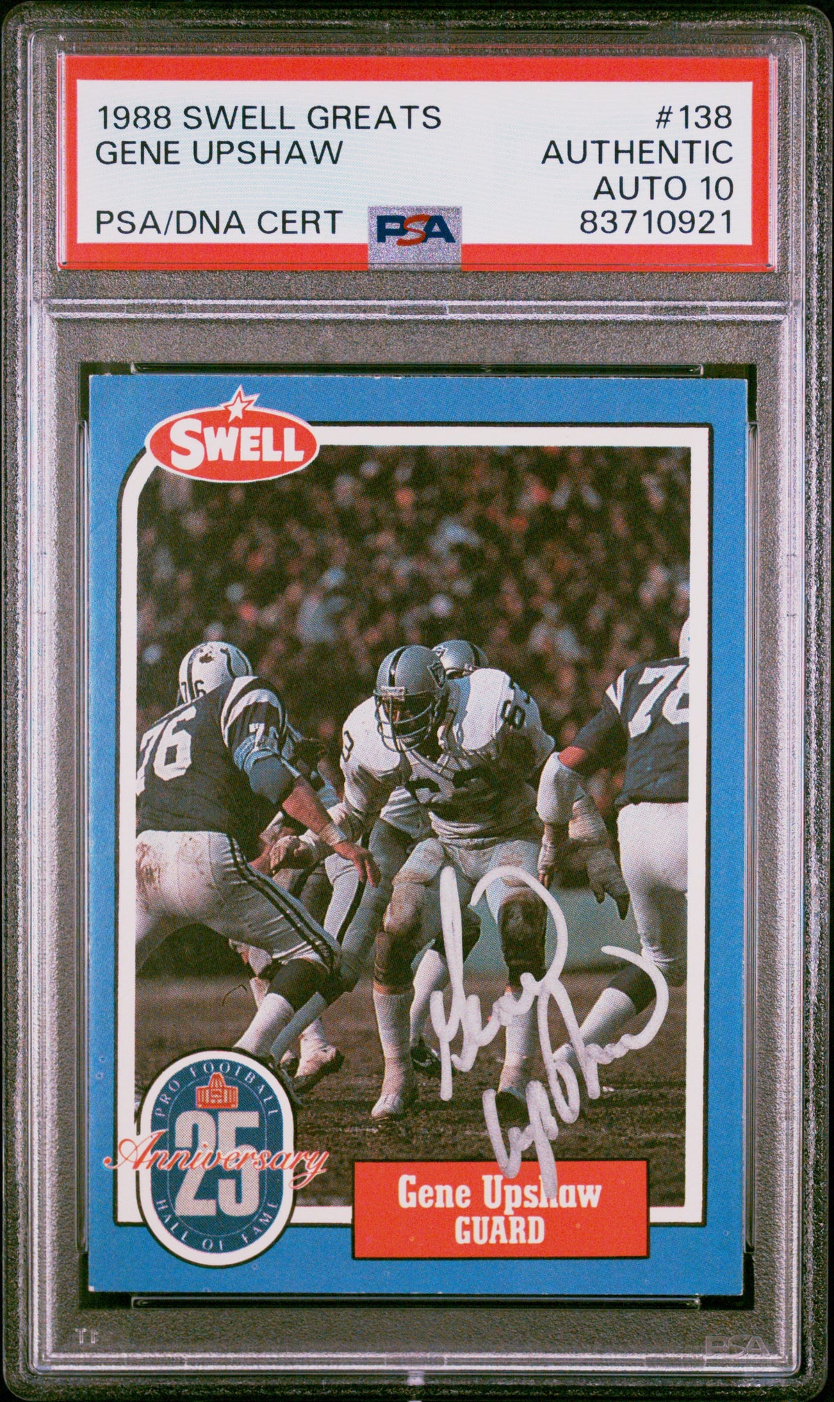 Gene Upshaw 1988 Swell Greats Signed Football Card #138 Auto Graded PSA 10-Powers Sports Memorabilia