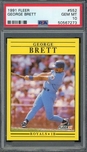 George Brett 1991 Fleer Baseball Card #552 Graded PSA 10 GEM MINT-Powers Sports Memorabilia