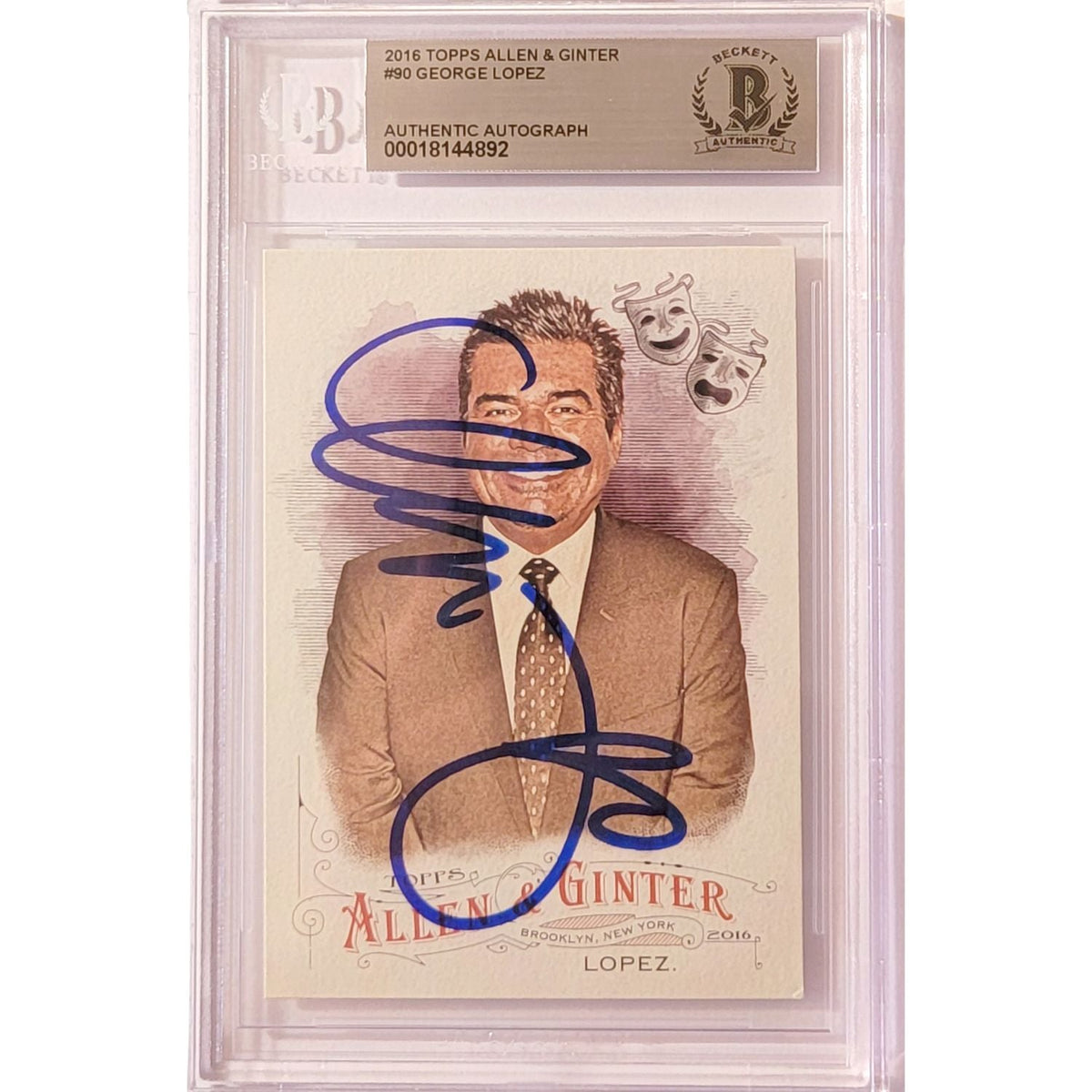 George Lopez Signed 2016 Alan & Ginter Card #90 Beckett Encapsulated-Powers Sports Memorabilia