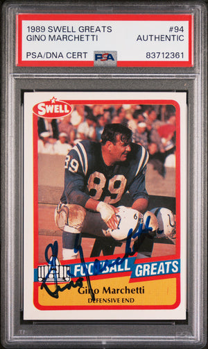 Gino Marchetti 1989 Swell Greats Signed Football Card #94 Auto PSA-Powers Sports Memorabilia