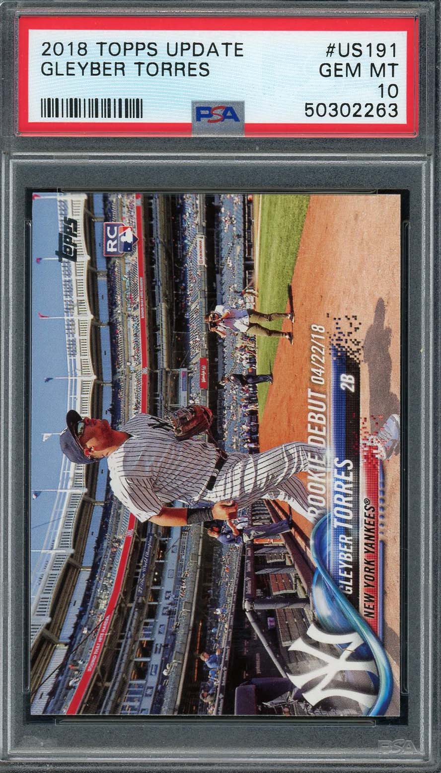 Gleyber Torres 2018 Topps Update Rookie Baseball Card RC #US191 Graded PSA 10-Powers Sports Memorabilia