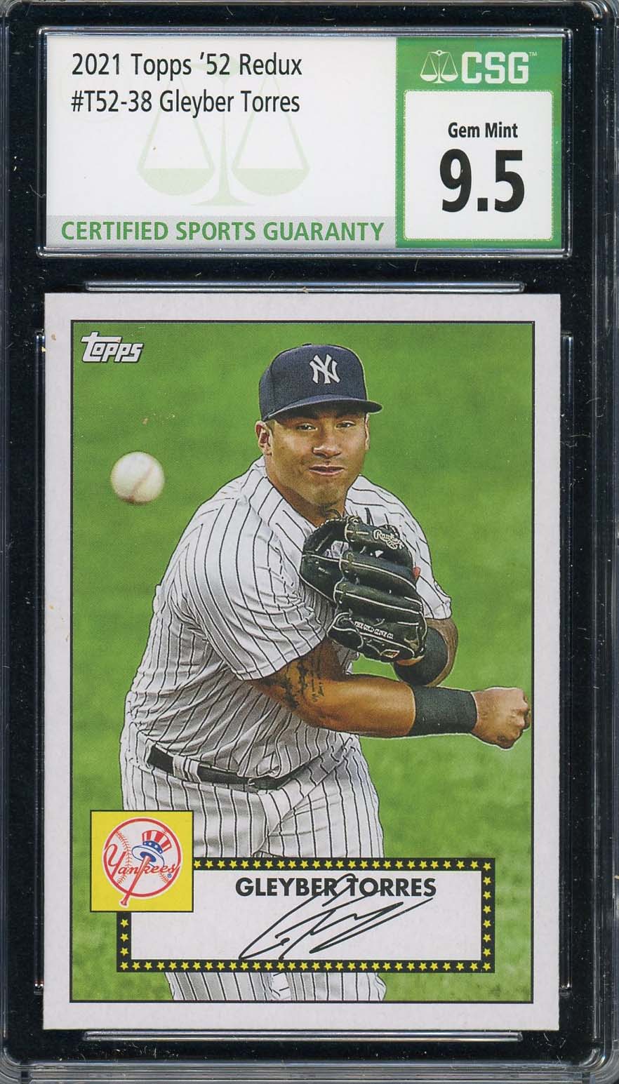 Gleyber Torres 2021 Topps 52 Redux Baseball Card #T52-38 Graded CSG 9.5-Powers Sports Memorabilia