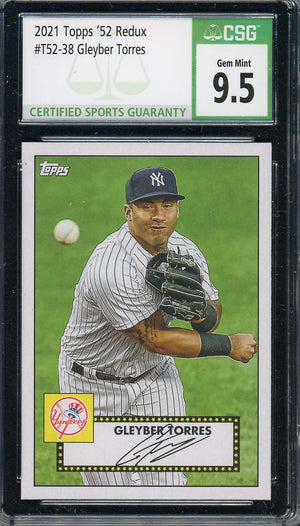 Gleyber Torres 2021 Topps 52 Redux Baseball Card #T52-38 Graded CSG 9.5-Powers Sports Memorabilia
