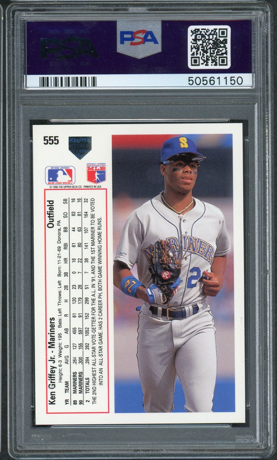Ken Griffey Jr 1991 Upper Deck Baseball Card #555 Graded PSA 10 GEM MINT-Powers Sports Memorabilia
