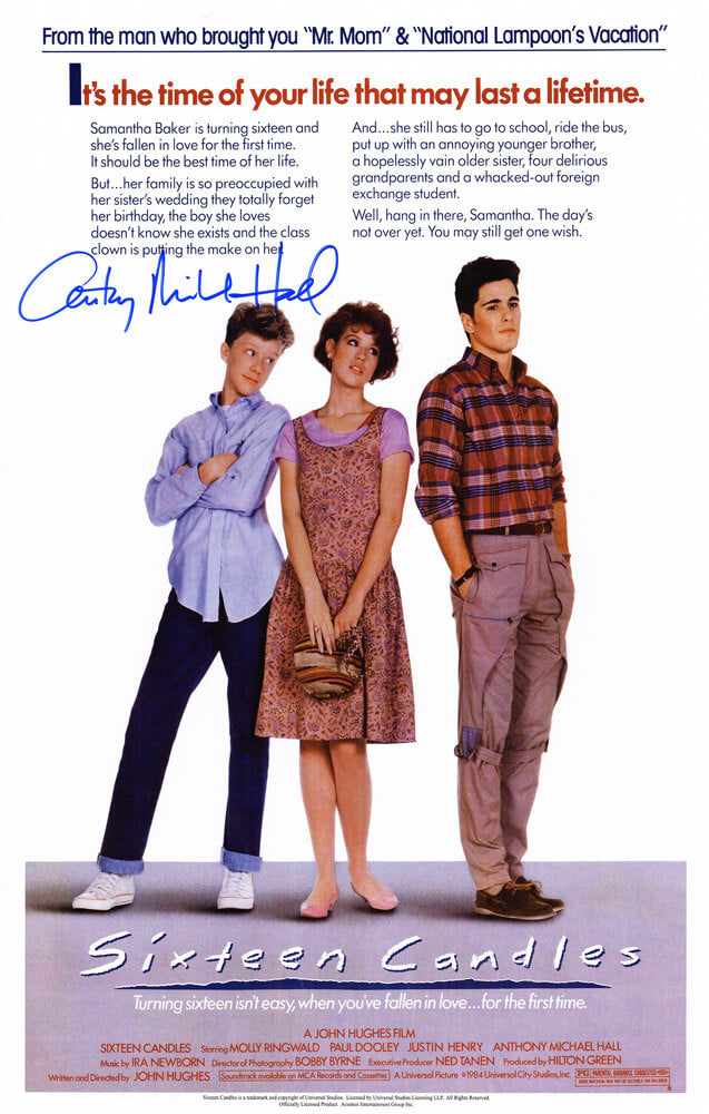 Anthony Michael Hall Autographed Sixteen Candles 11x17 Movie Poster-Powers Sports Memorabilia