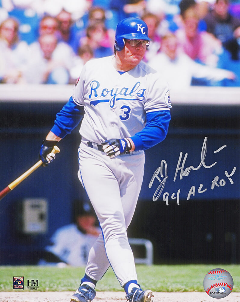 Bob Hamelin Autographed Kansas City Royals Batting Action 8x10 Photo with 94 AL ROY-Powers Sports Memorabilia
