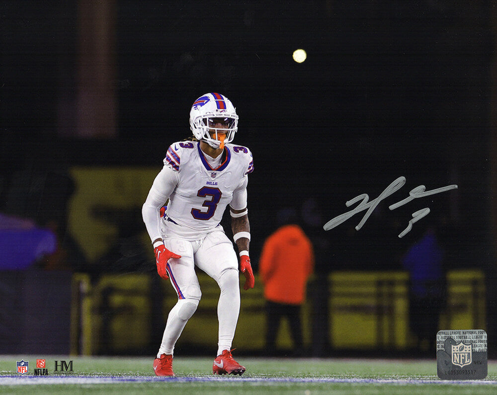 Damar Hamlin Autographed Buffalo Bills White Jersey Action 8x10 Photo-Powers Sports Memorabilia