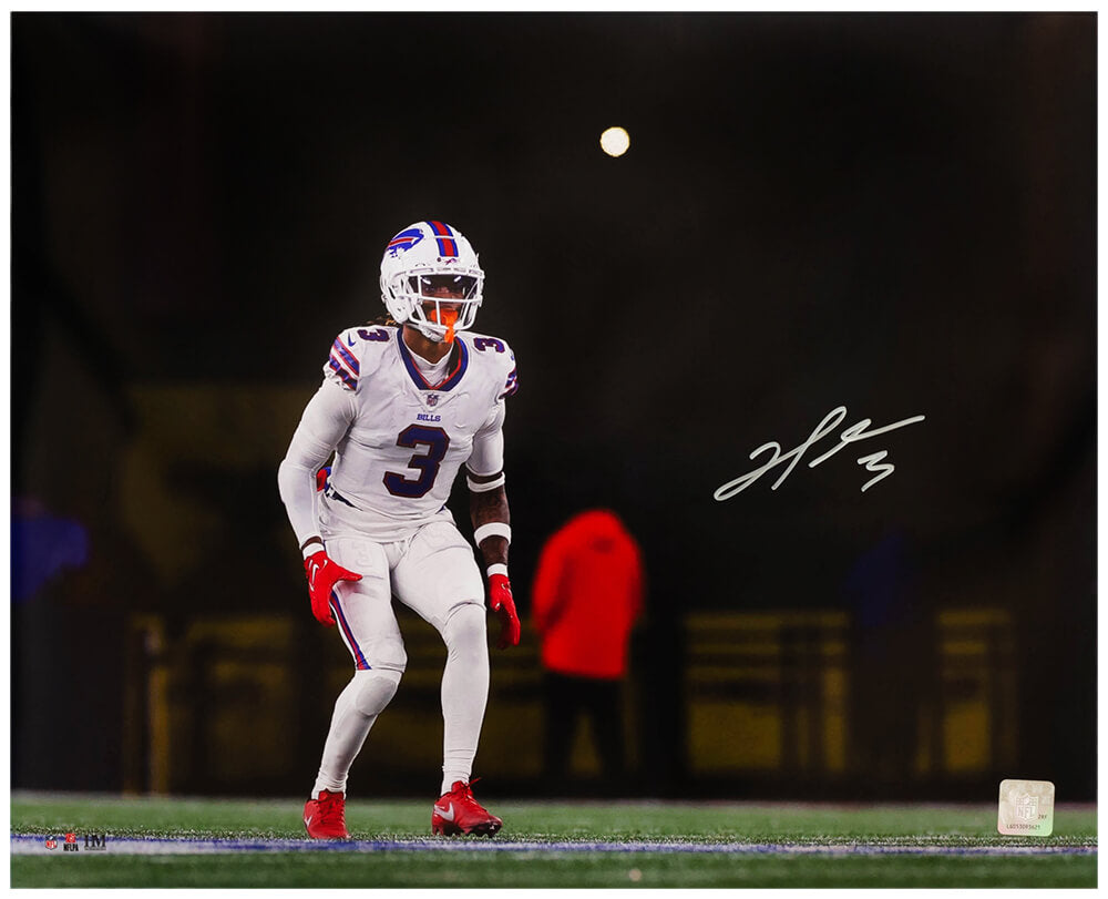 Damar Hamlin Autographed Buffalo Bills White Jersey Action 16x20 Photo-Powers Sports Memorabilia