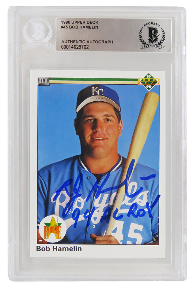 Bob Hamelin Kansas City Royals Autographed 1990 Upper Deck Rookie Baseball-Powers Sports Memorabilia