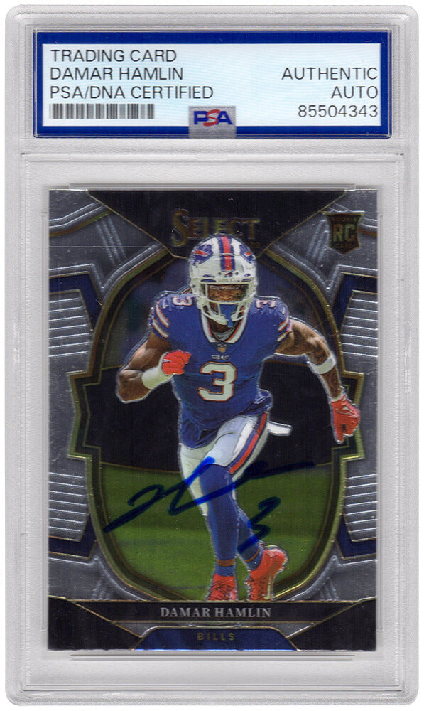 Damar Hamlin Autographed Buffalo Bills 2022 Panini Select Football Card #100 - (PSA Encapsulated)-Powers Sports Memorabilia