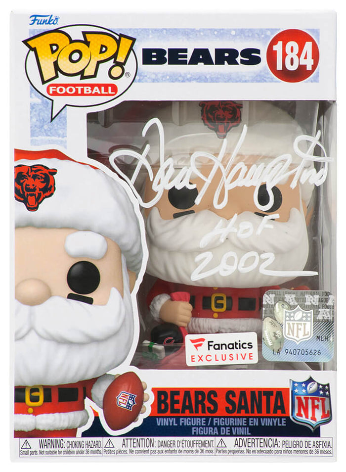Dan Hampton Autographed Chicago Bears SANTA Funko Pop Doll #184 with HOF 2002-Powers Sports Memorabilia