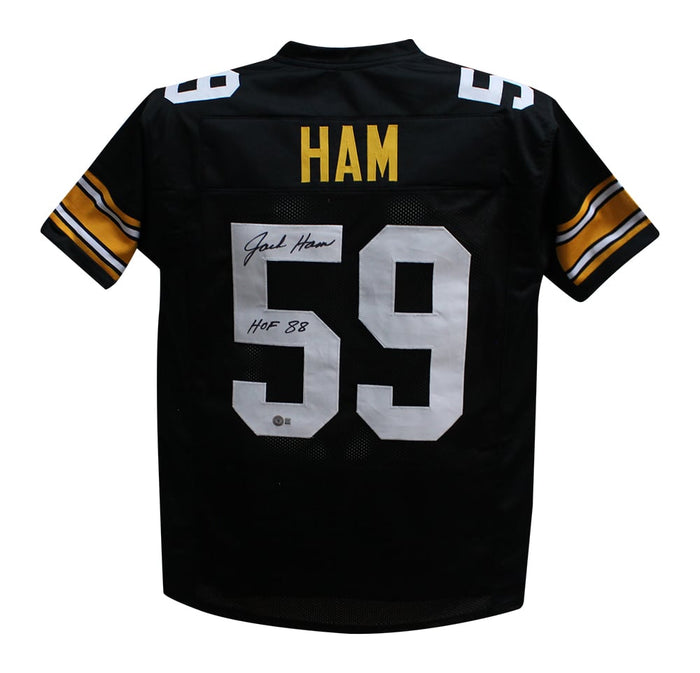 Jack Ham Signed Pro Style Black XL Jersey HOF – Beckett Authenticated-Powers Sports Memorabilia