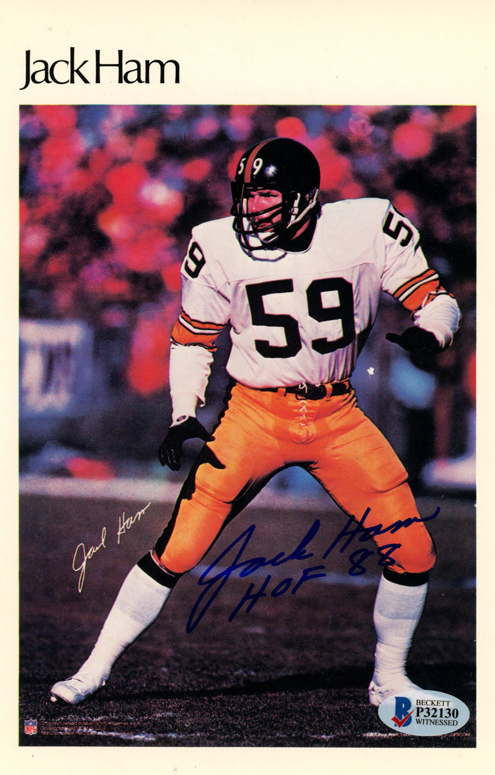 Jack Ham Pittsburgh Steelers Signed Poster - Mini Poster HOF Beckett Beckett-Powers Sports Memorabilia
