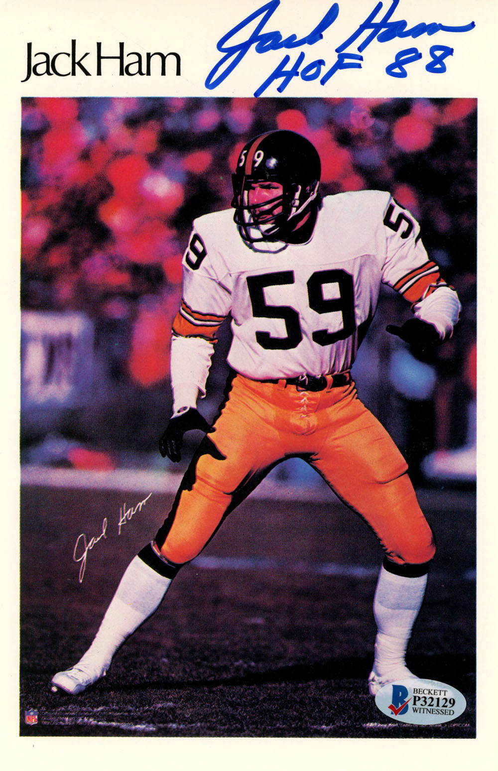 Jack Ham Pittsburgh Steelers Signed Poster - Mini Poster HOF Beckett Beckett - 46185-Powers Sports Memorabilia