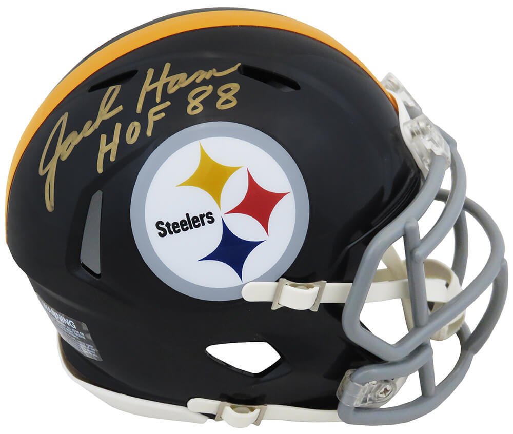 Jack Ham Autographed Pittsburgh Steelers Throwback Riddell Speed Mini Helmet with HOF'88 (In Gold)-Powers Sports Memorabilia