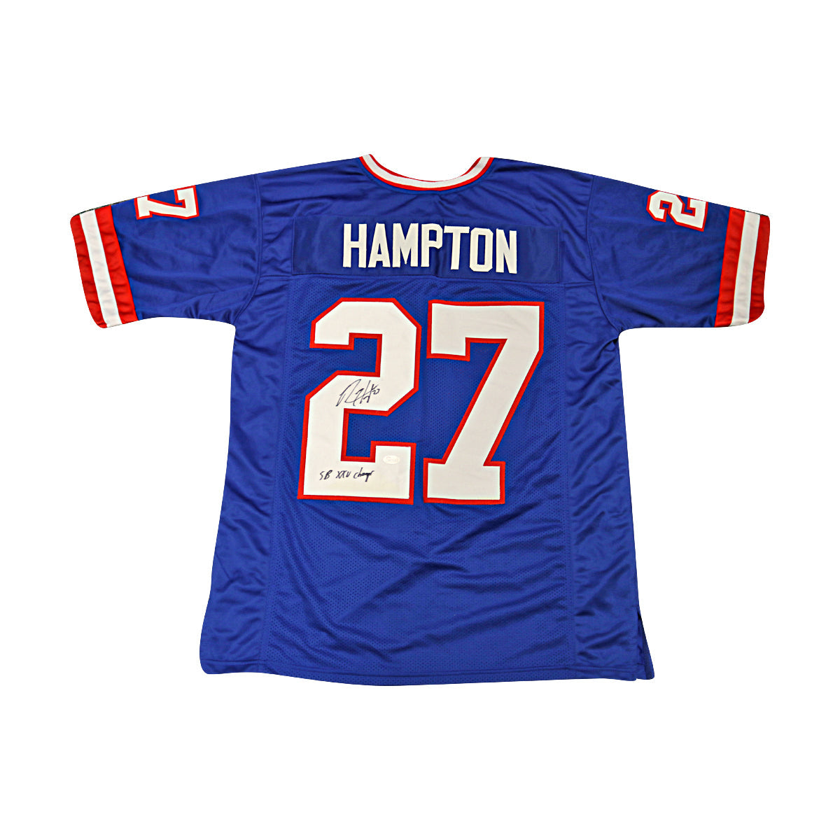 Rodney Hampton New York Giants Signed Inscribed " SB XXV Champs" Pro Style Blue Jersey (JSA Holo)-Powers Sports Memorabilia