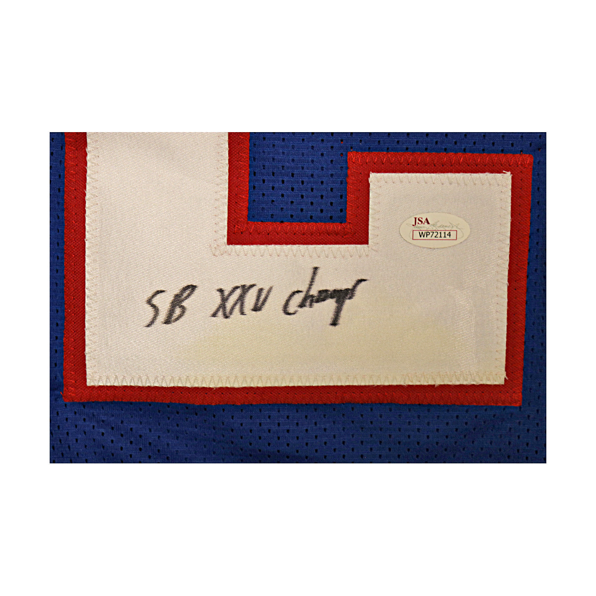 Rodney Hampton New York Giants Signed Inscribed " SB XXV Champs" Pro Style Blue Jersey (JSA Holo)-Powers Sports Memorabilia