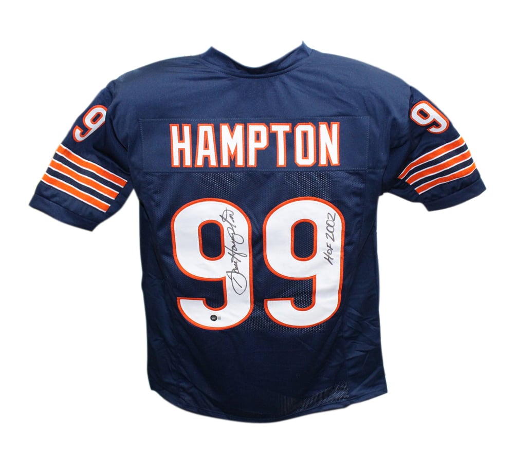 Dan Hampton Signed Pro Style Blue HOF Jersey – Beckett Authenticated-Powers Sports Memorabilia