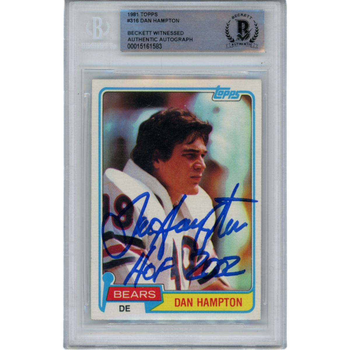 Dan Hampton 1981 Topps #316 Slabbed Trading Signed Card-Powers Sports Memorabilia