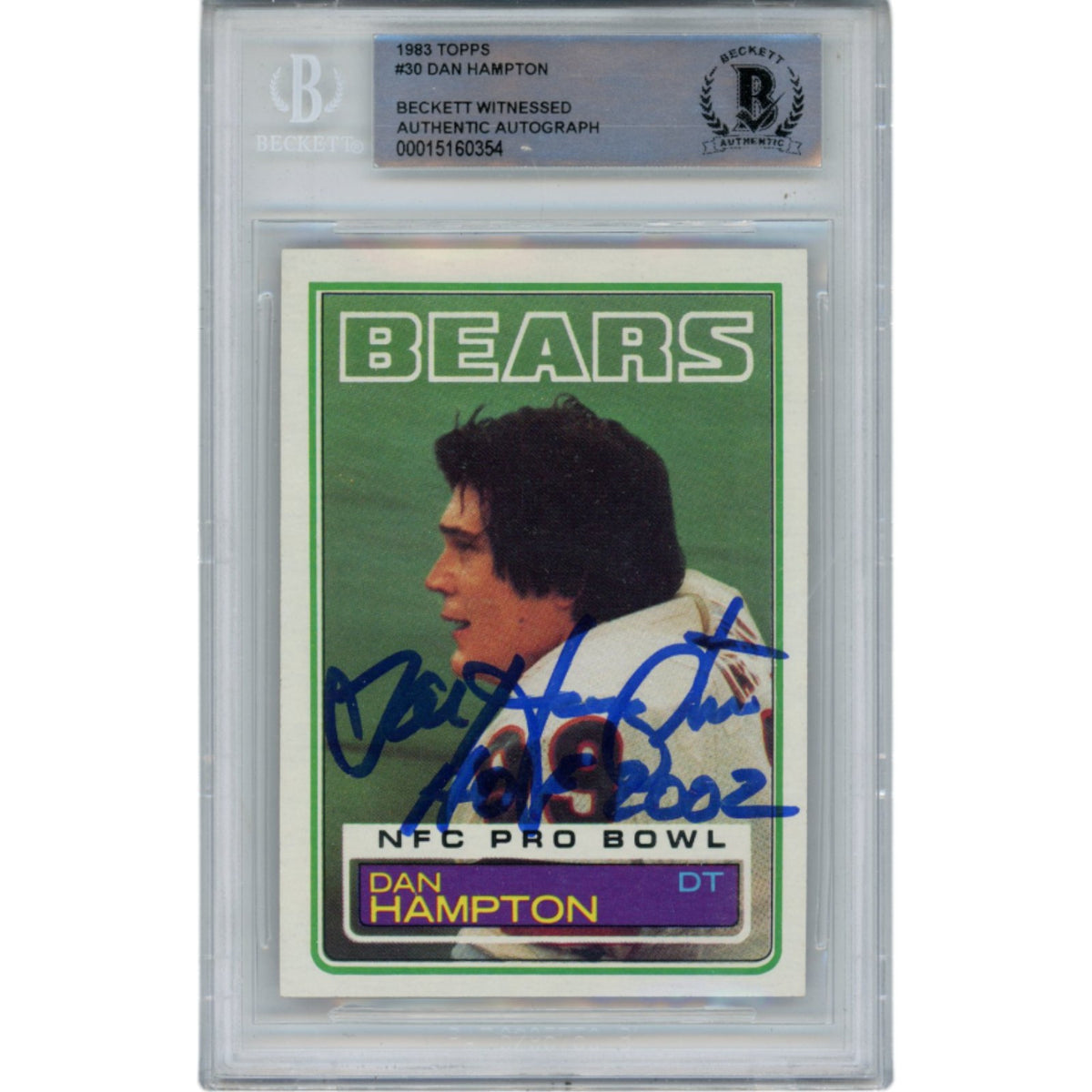 Dan Hampton 1983 Topps #30 Slabbed Trading Signed Card-Powers Sports Memorabilia