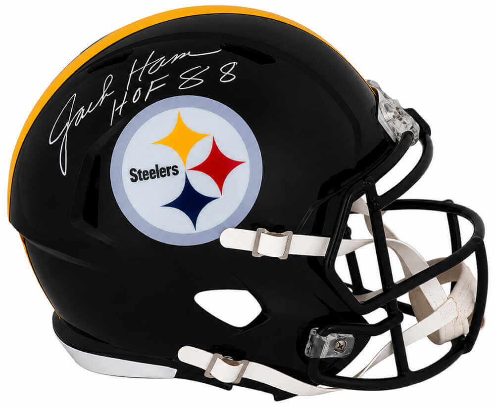 Jack Ham Autographed Steelers Riddell Full Size Speed Replica Helmet with HOF'88-Powers Sports Memorabilia