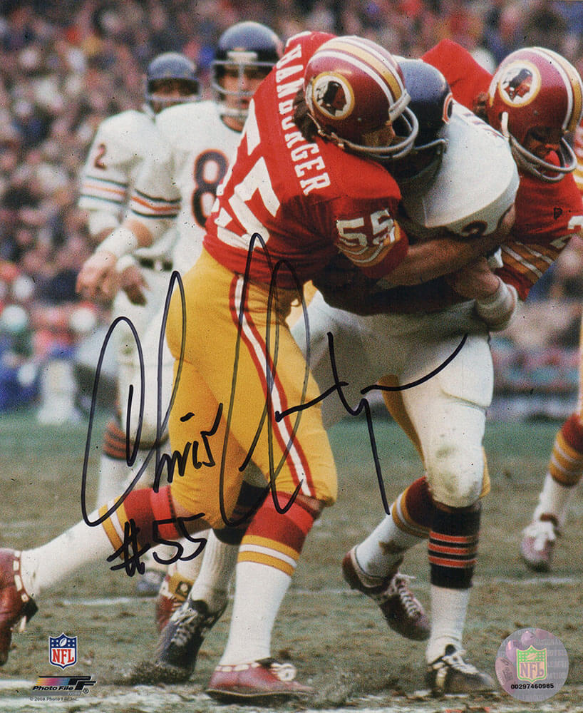 Chris Hanburger Autographed Washington Football Team Tackle vs Bears 8x10 Photo-Powers Sports Memorabilia