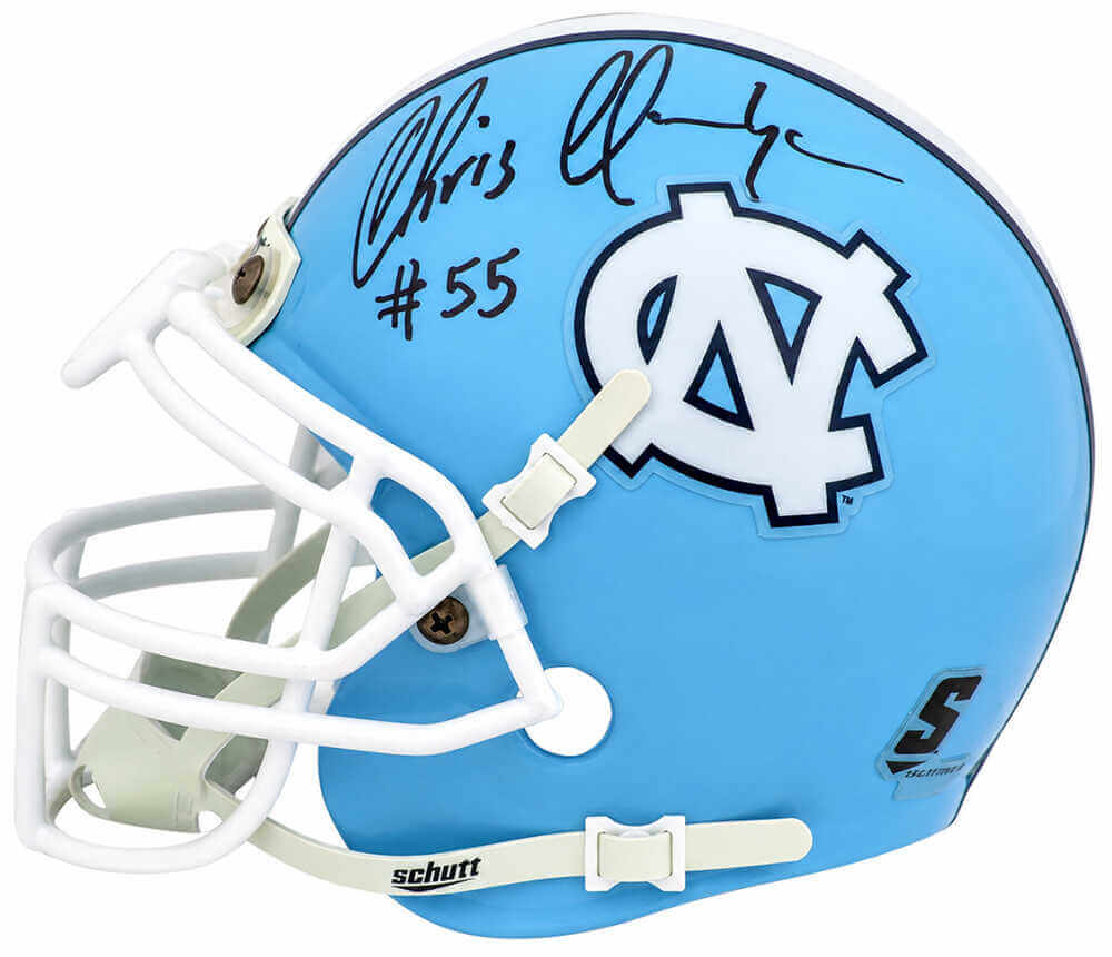 Chris Hanburger Autographed North Carolina Tar Heels Schutt Mini Helmet-Powers Sports Memorabilia