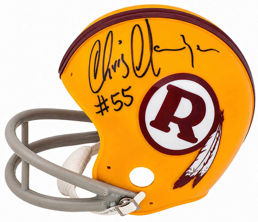 Chris Hanburger Autographed Washington Yellow Throwback Riddell (VSR4) Mini Helmet-Powers Sports Memorabilia
