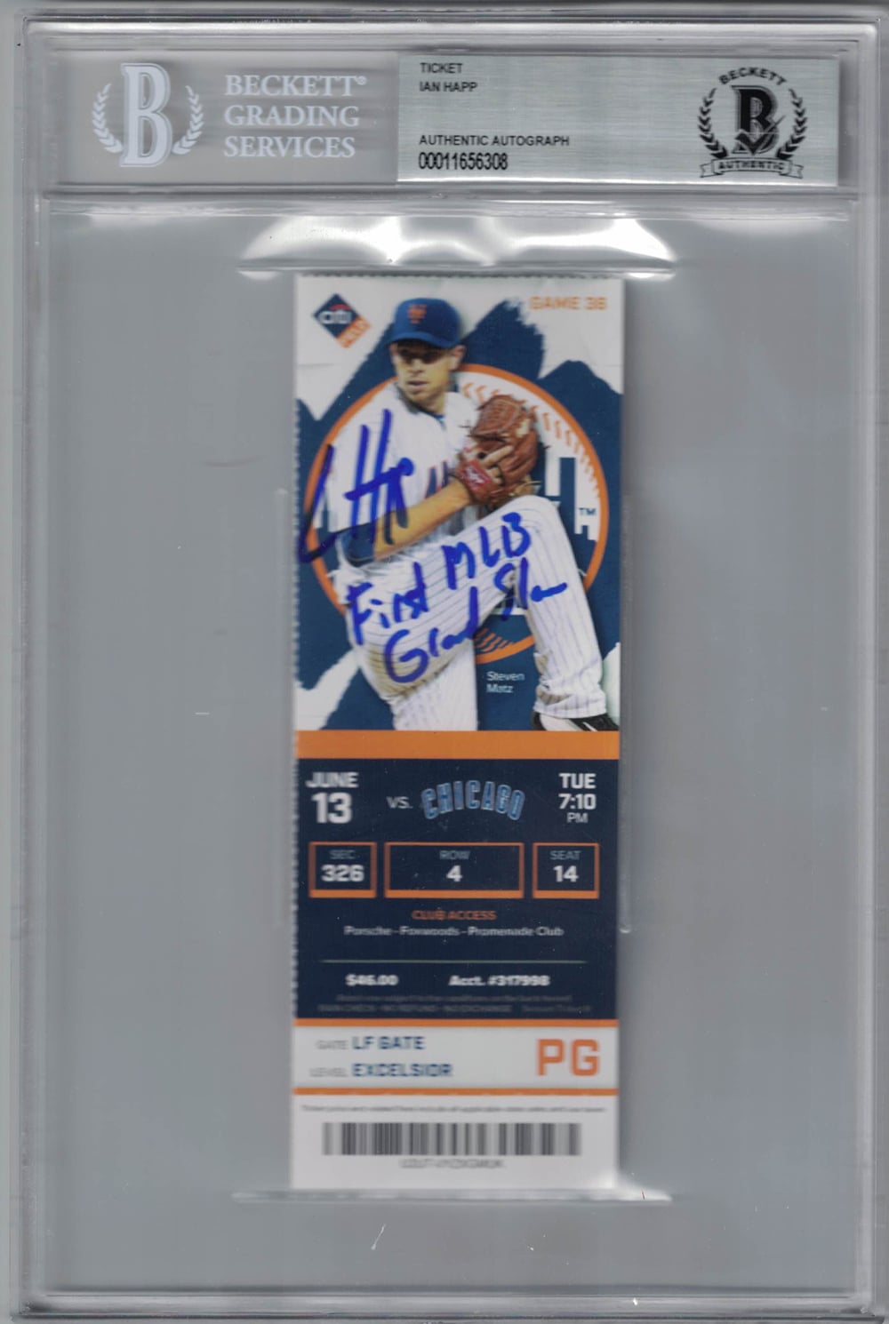 Ian Happ Chicago Cubs Signed Card - Ticket First MLB Grand Slam BAS Slab Beckett-Powers Sports Memorabilia