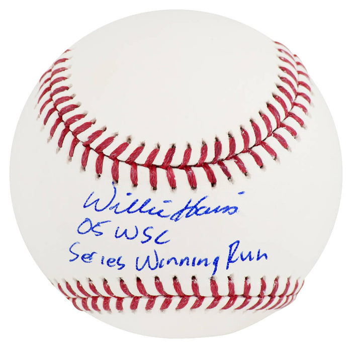 Willie Harris Autographed Rawlings Official MLB Baseball with 05 WS Champs, Series Winning Run-Powers Sports Memorabilia