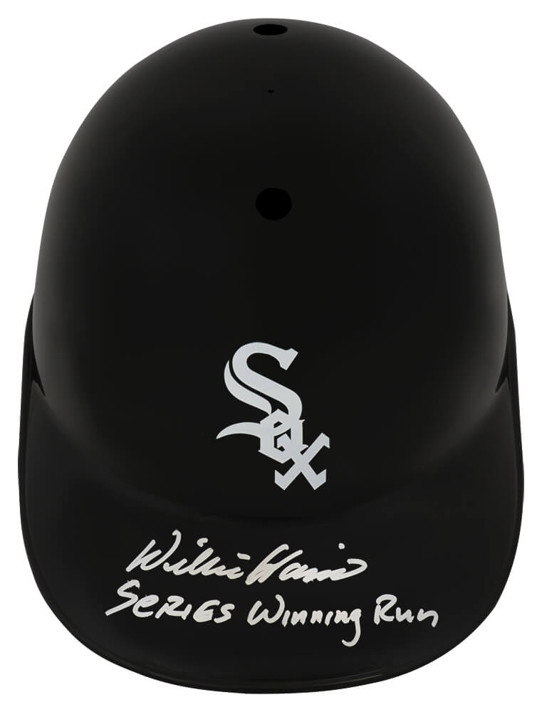 Willie Harris Autographed Chicago White Sox Souvenir Replica Batting Helmet with Series Winning Run-Powers Sports Memorabilia