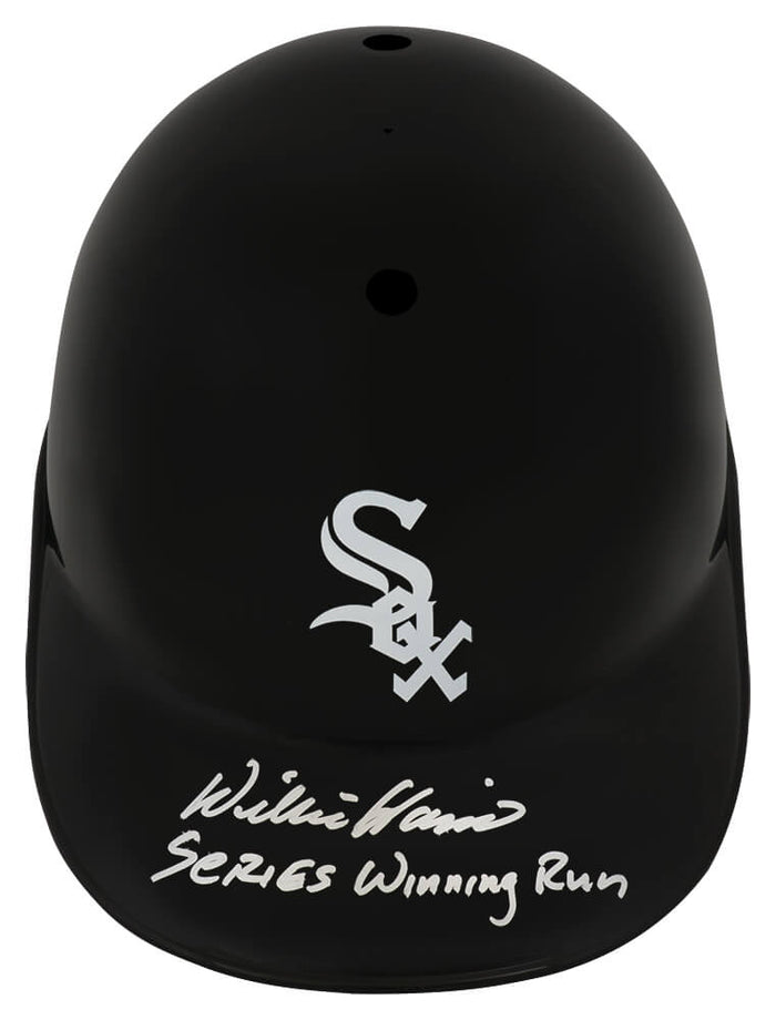 Willie Harris Autographed Chicago White Sox Souvenir Replica Batting Helmet with Series Winning Run-Powers Sports Memorabilia