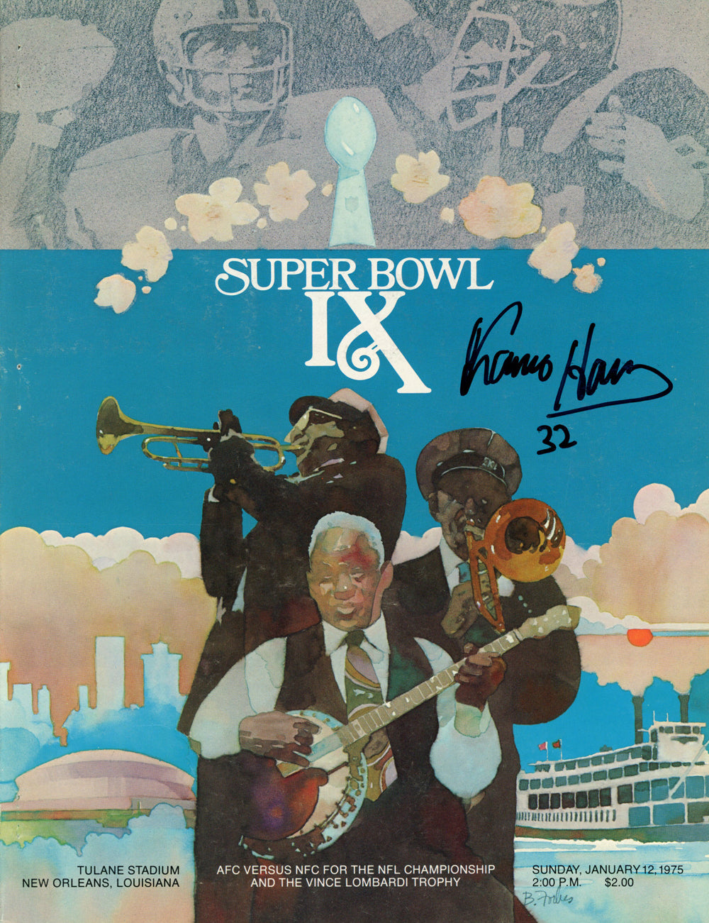 Franco Harris Super Bowl IX Signed Program – Beckett Authenticated-Powers Sports Memorabilia