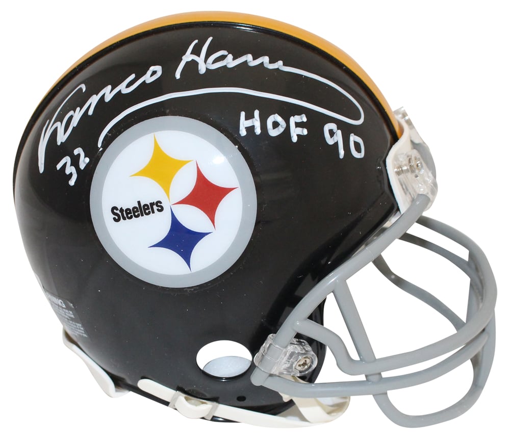 Franco Harris Signed Pittsburgh Steelers VSR4 63-76 Mini Helmet HOF – Beckett Authenticated-Powers Sports Memorabilia